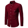 Leesourcing Four Seasons Work Blue Pure Cotton Men'S Long-Sleeved Shirt White Square Collar Business Shirt