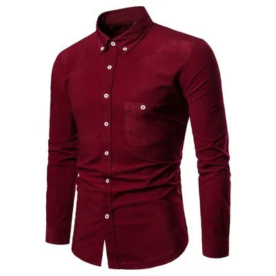 Leesourcing Four Seasons Work Blue Pure Cotton Men'S Long-Sleeved Shirt White Square Collar Business Shirt