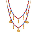 Vintage Bohemian Style Dolphin Pendant Glass Beaded Chain Necklace 18K Gold Stainless Steel Waterproof Necklace