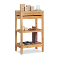 Natural Unit 3 Shelves Floor Cabinet Storage Display Shelf Open Flap Compartment Bamboo Shelving for Kitchen Bathroom