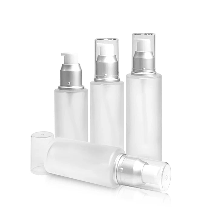 Cosmetic Packaging Clear Frosted Glass Lotion Bottle 20ml 30ml 60ml 100ml 120ml Essence Bottle with Pump Sprayer for Face Cream