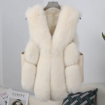OFTBUY 2023 Women's Short Autumn Outer Fur Vest Warm Cold-proof Comfortable Pure Dense Fox Leather Natural Strong