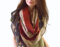 Hot Sale American Flag Printed Beige Autumn Scarf Stars Stripes Patriotic Viscose Shawl with Customizable Logo for Women