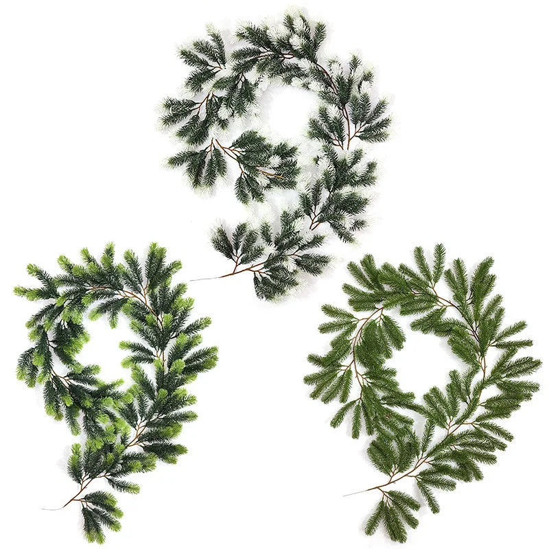 Custom Artificial Green Pine Garland Soft Design Artificial Wreath and Glasses for Christmas Wedding Wall Decor Box Packing