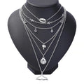 Factory Wholesale Bohemian Necklace Fish Tail Lips Coconut Shell  Long Multilayer Pendant Necklace Women