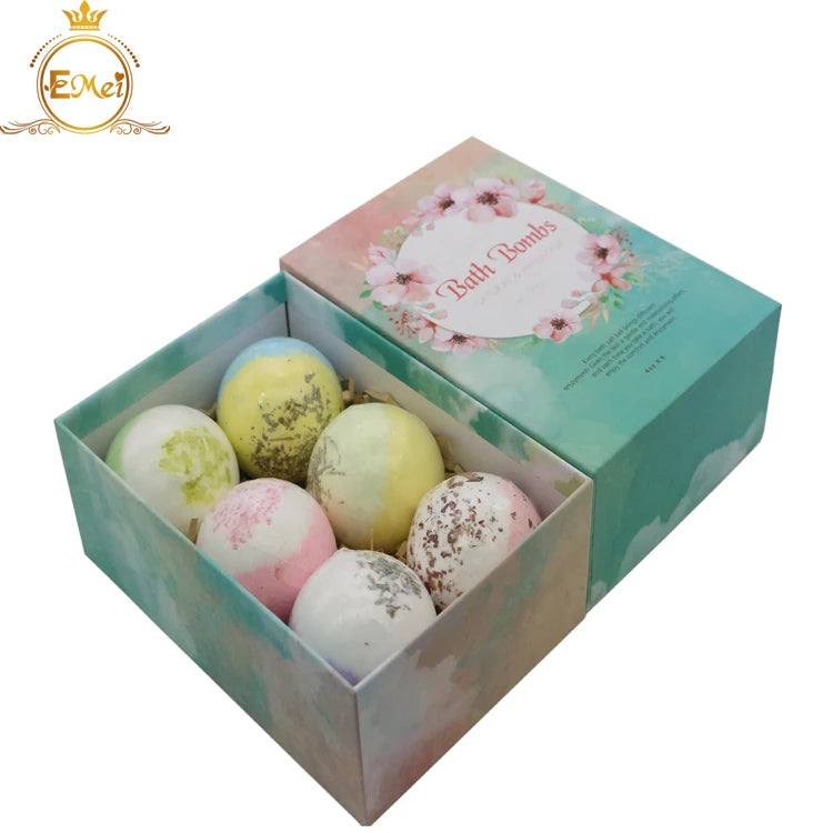 1/6 Hot Sale Handmade Bath Bombs Set Fizzy Dried Flowers Petals Organic Natural Ingredient SPA Foam