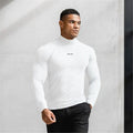 Autumn Men's Tight Running T Shirt Comfy Bodybuilding Turtle Neck Long Sleeve Pullover Casual Bottoming Shirt for Winter