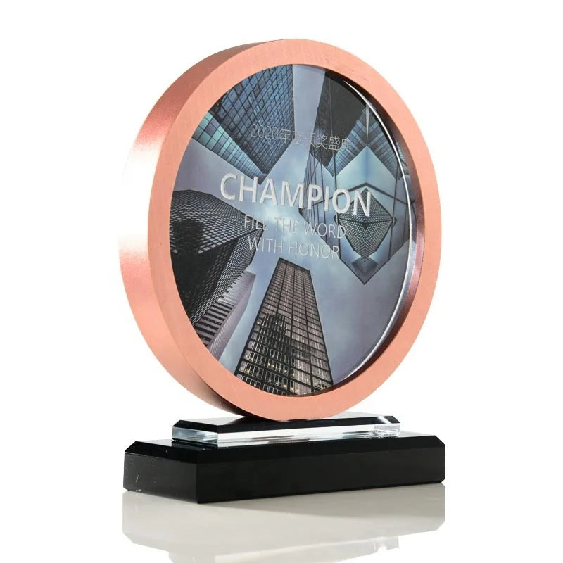 Manufacturer Custom Blank Crystal Medals Plaque Metal Round Gold Silver Bronze Competition Award Sublimation Crystal Trophy