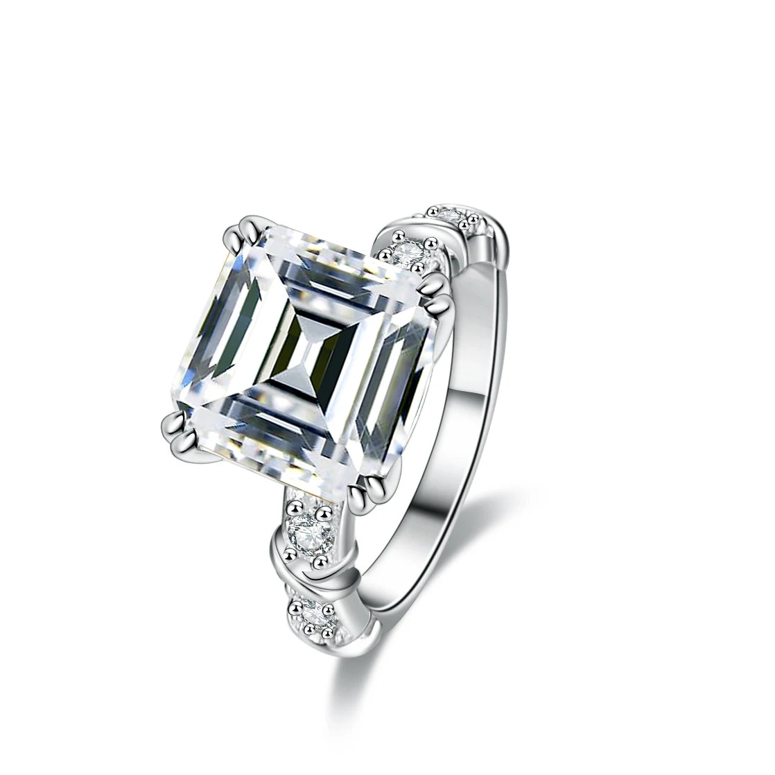 4ct Asscher Cut s925 sterling silver wedding engagement women's wedding rings fine jewelry fashion VVS1 moissanite ring