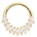 Eternal Metal 14K Solid Gold Facing 11 Marquise 5A CZ Half Paved Hinged Segment Hoop Ring Septum Clicker Helix Piercing Jewelry
