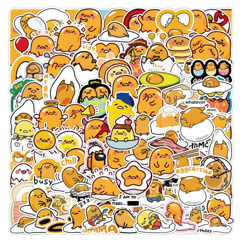 120Pcs Japanese Cute Cartoon Gudetama Stickers for Luggage Bottle Laptop Diary Lazy Eggs Sticker