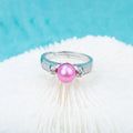 R030519 DIY 6-8mm Natural Freshwater Pearl Ring Accessory 925 Sterling Silver Adjustable Size Engagement Jewelry Ring for Women