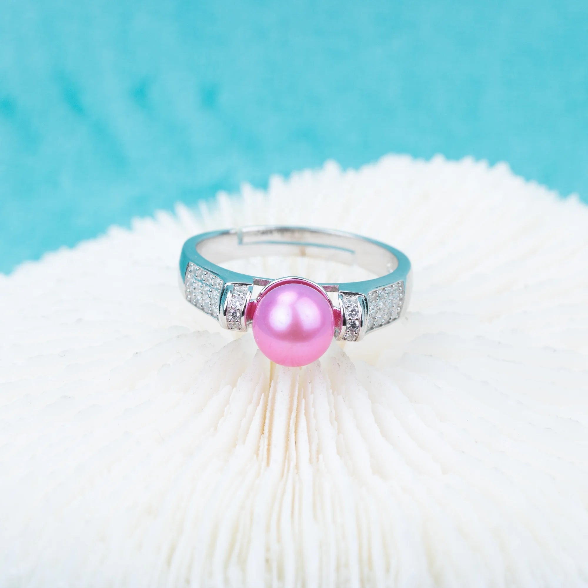 R030519 DIY 6-8mm Natural Freshwater Pearl Ring Accessory 925 Sterling Silver Adjustable Size Engagement Jewelry Ring for Women