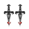 Red Zirconia Cross Skull Stud Earrings Real 925 Sterling Silver Earrings or Women Fashion Design Ear Pin Studs Fine Jewelry