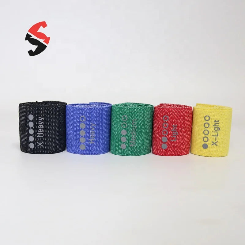 Set of 5 Non Slip Fabric Yoga Gym Exercise Fitness Booty Hip Loop Resistance Bands Set