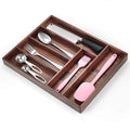 Eco-friendly Custom Paulowani Wooden Cutlery Utensils Drawer Organizer Acacia Wood Storage for Living Room or Kitchen