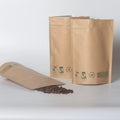 Custom Biodegradable Black Coffee Bean Stand Pouch Flat Bottom Paper Packaging Valve Zipper for Food Features Custom Logo