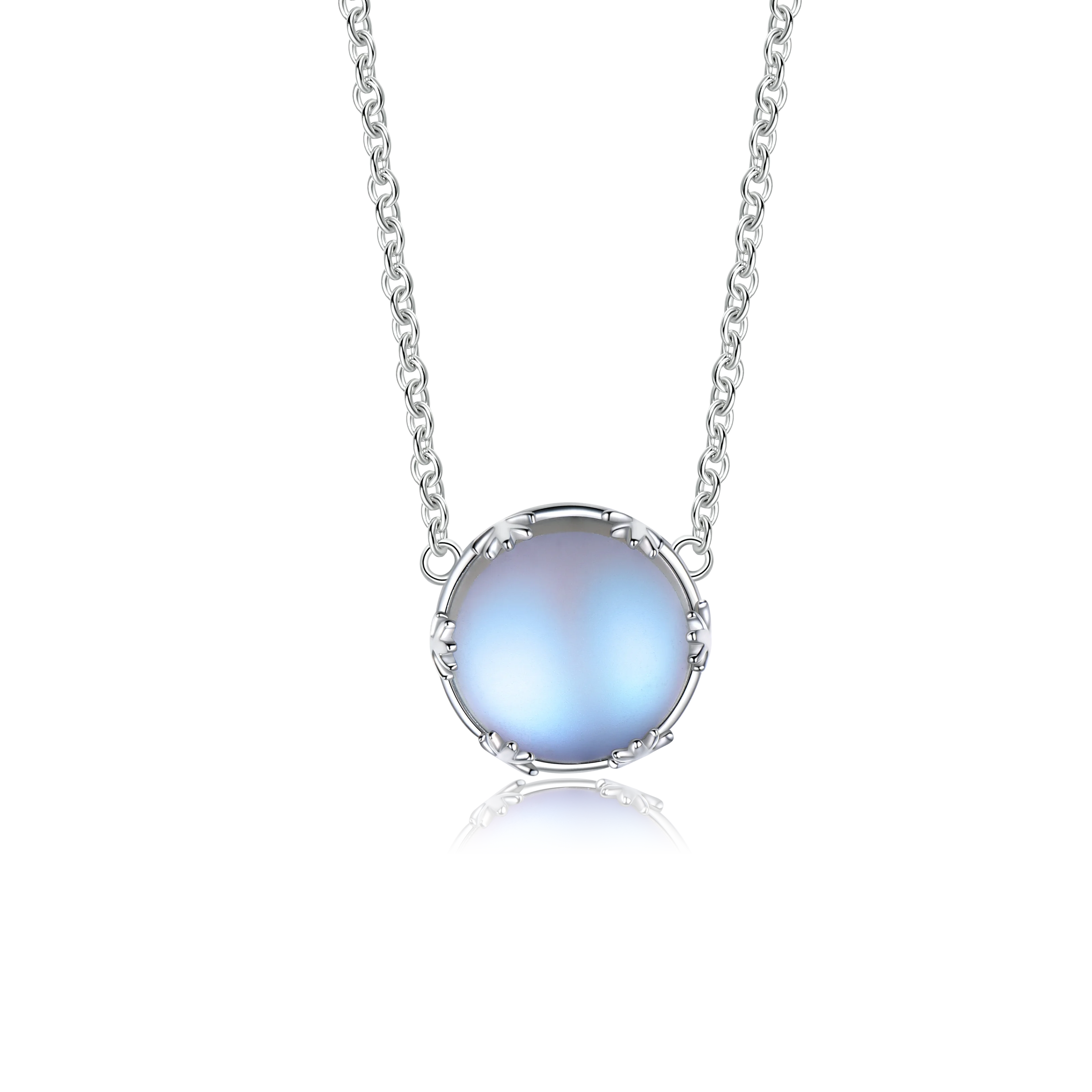 Wholesale Fashion Women Silver Jewelry Simple S925 Sterling Silver Necklace Choker Pendant Aurora Borealis Necklace