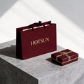 HOTSUN Eco-friendly Waterproof Deep Red Paper Shopping Bags Manufacturer Gold Logo Customized Luxury Gift Packaging Paper Bags