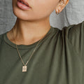 EManco Elegant Weather Necklace Engrave Star Moon Charms Square Pendant Necklace Gold Stainless Steel Minimalist Women Jewelry