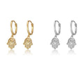 Wholesale Women High Quality 18k Gold Plated Sparkling Palm Pendant Hoop Earrings