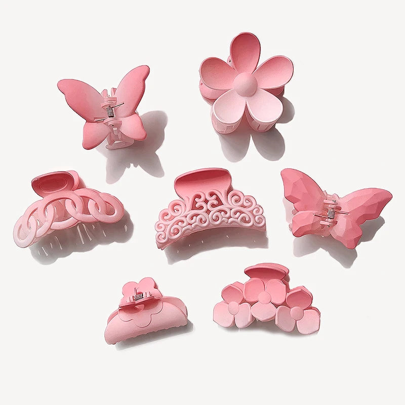 Korean Ins Gradient Pink Hair Clips for Girls Various Styles Matte Kids Hair Accessories Frosted Plastic Sakura Pink Hair Pins