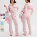 Women's Luxury Velvet Jogger Suit Custom Two Piece Track Suit Zipper Short Sequin Pants Set Women's Velvet Sweatsuit