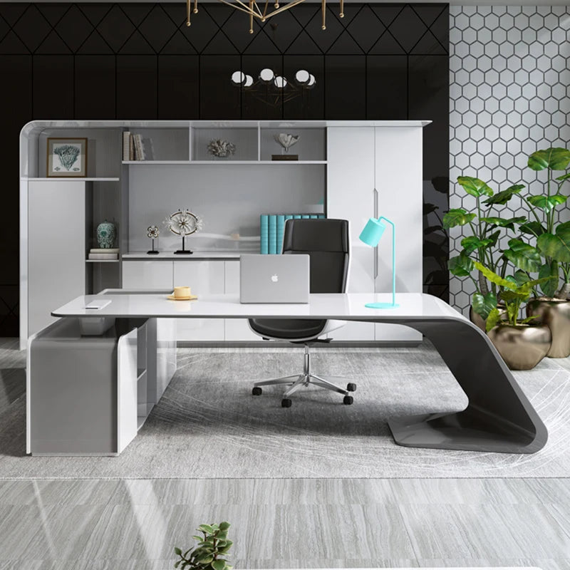 High Quality Executive Furniture Modern L Shaped Boss Computer Desk Set Chair and Desk Secretary Office Table