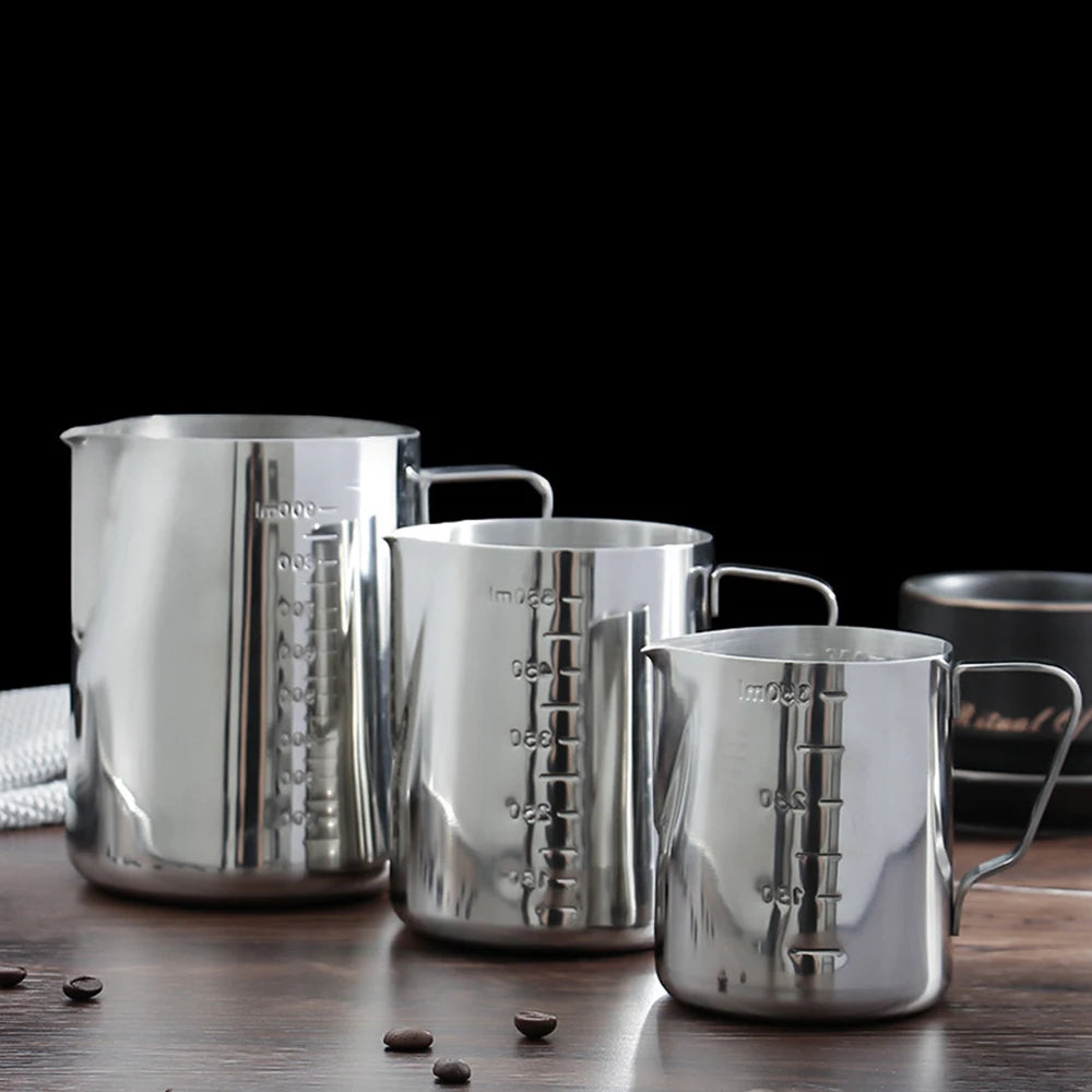 Thicken Pointed Nozzle Latte Cup Jar Making Milk Foam Stainless Steel Garland Cup Fancy Coffee Measuring Cup