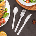 Disposable PLA/CPLA Biodegradable Cutlery Set with Spoon Fork Knife for Party Use