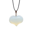 Heart Shaped Mixed Stone Pendants Necklace Healing Chakra Crystal Gemstone Rock Charms Random for Jewelry Making Hole: 2x7mm