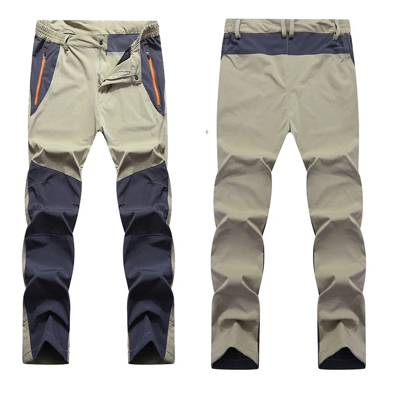 Men's Summer Quick Dry Waterproof Tactical Pants-Soft Shell Stretch Material Patchwork Design Hiking Plus Size Options