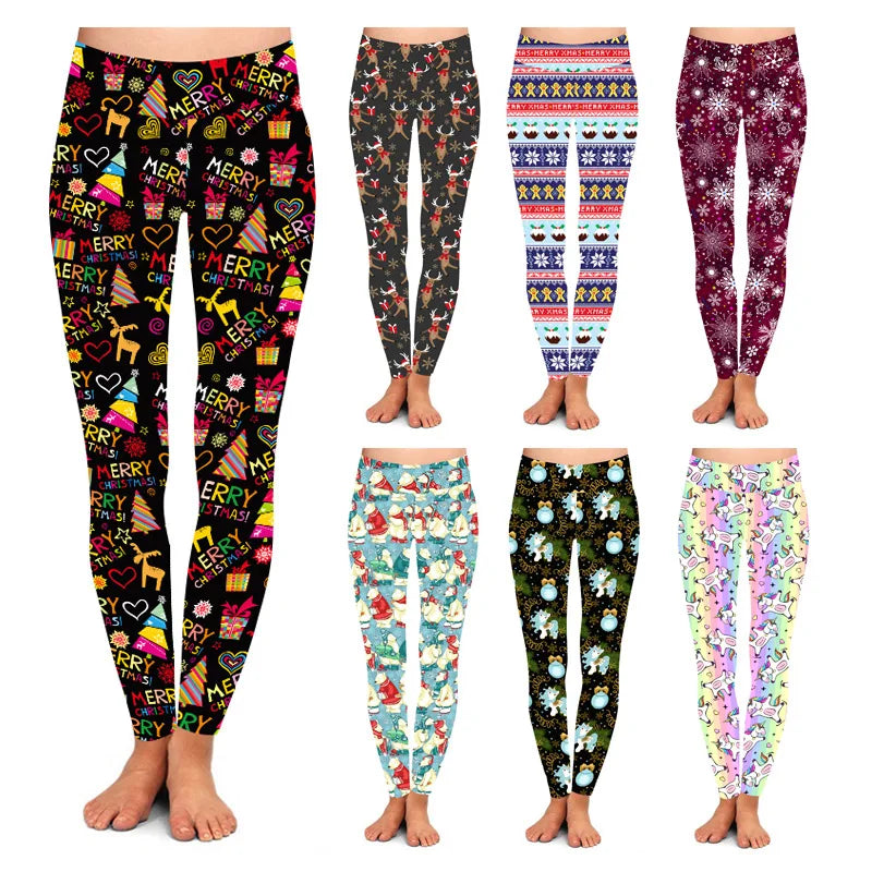 2025 Wholesale Workout New Design Christmas Print Leggings Ladies Women Tight Yoga Pants