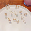 Korea Design Stud Earrings Metal Geometric Irregular Circle Teardrop Simulated Pearl Earrings for Women Girl Gift