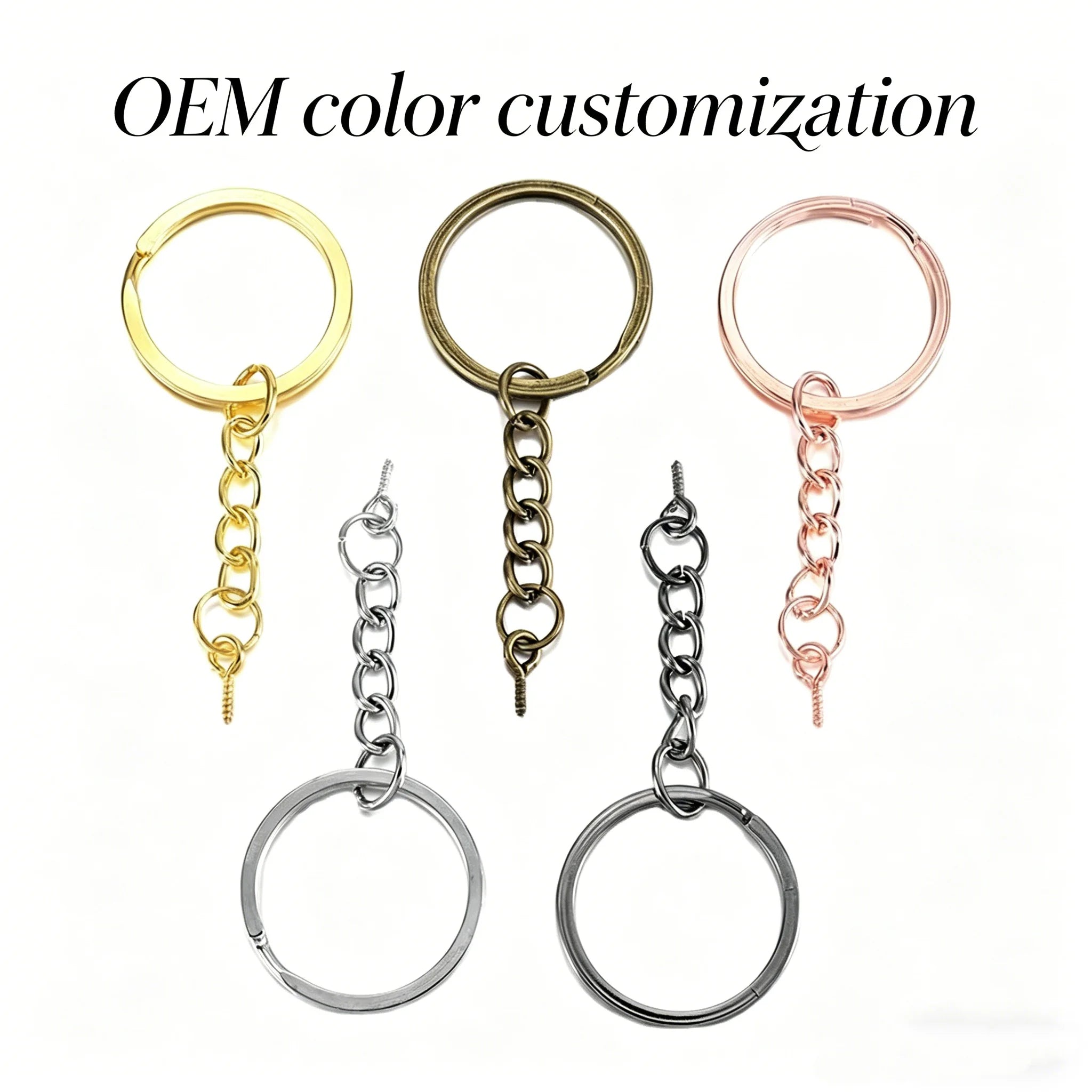 30/28/25mm DIY Handmade Jewelry Accessories Metal Keychains Color Customization Supported.