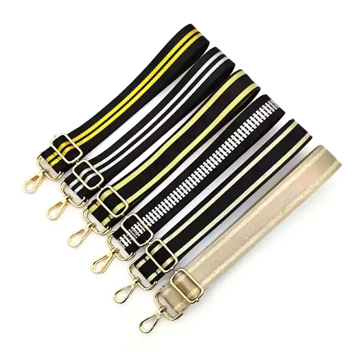 Meetee B-J2036 B-J298 the New Gold and Silver Stripe Decorative Webbing Adjustable Crossbody Long Bag Strap