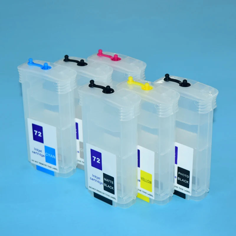 BOMA 130ML 6Color Refillable Ink Cartridge for HP Designjet T610  T770 T790 T795 T2300 T1300 Plotters for HP72 With ARC Chip