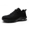 8823KV-1Hot Selling Breathable Sport Safety Shoes with Plastic Toe Anti-slip Puncture-proof Safety Sneakers Black With PU Sole