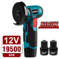 12V 500W Brushless Angle Grinder 2PCS Lithium Battery 19500Rpm Cordless Efficient Mini Polishing Machine Diamond Cutting Grinder