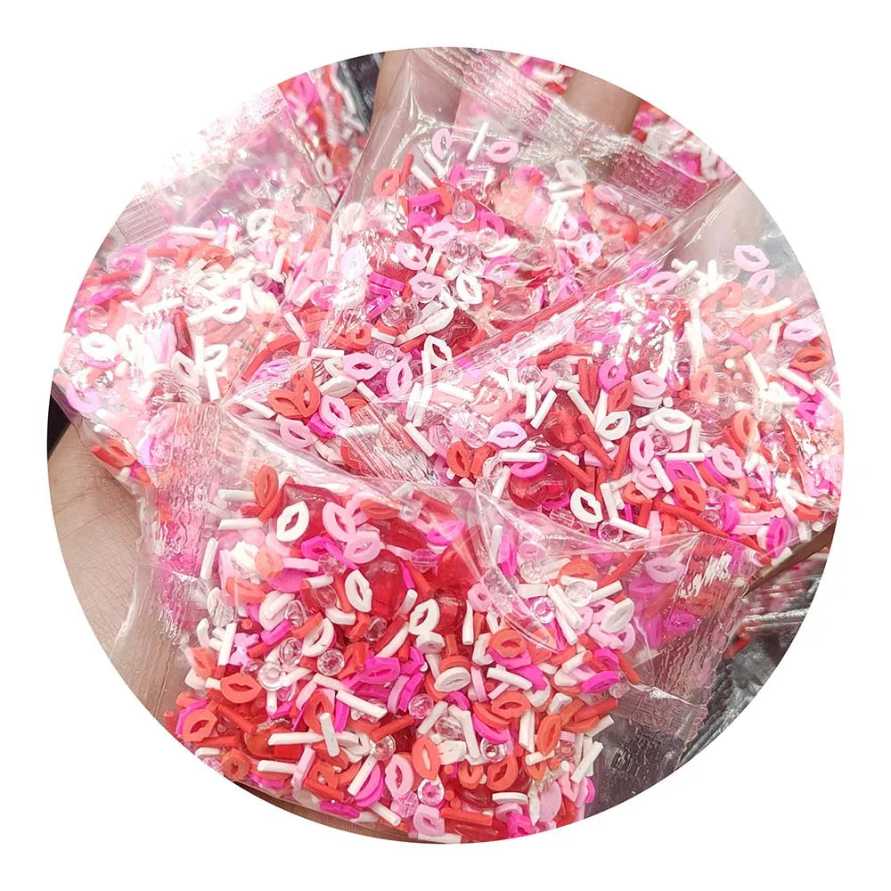 Small Packing Polymer Soft Clay Sprinkles Colorful Lips Rhinestone Mix Craft Fit Manicure Accessories Supplies