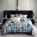 Latest Long Staple Cotton Bed Comforter Set Blue Flat Sheet Digital Printed Pillow Sham Bedding Set