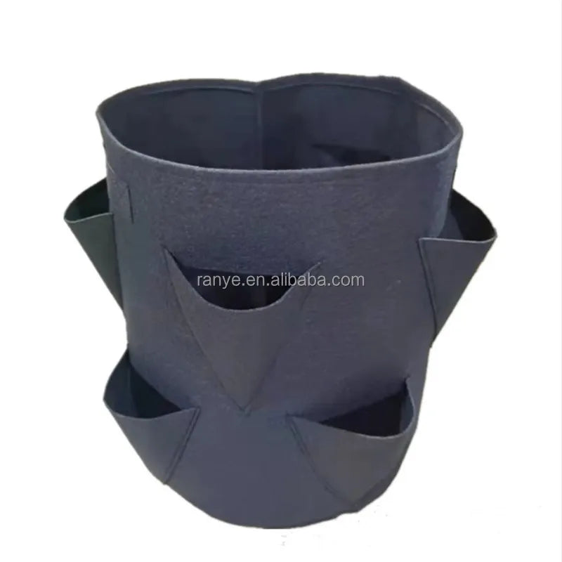 5 Gallon Grow Bags with 6 Side Planting Pockets  Aeration Felt Planter Thickened Non-woven Fabric Pots with Handles