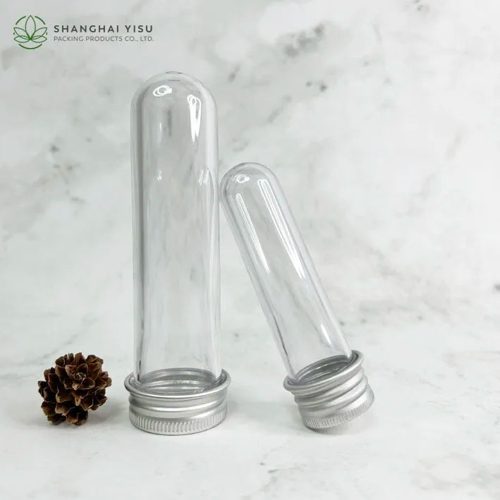 110ml Storage Tube Test Tube Bath Salt Container OEM Screw Cap Transparent PET Plastic Flat Bottom Plastic Food Screen Printing