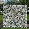 8ftx8ft 3d Artificial Silk Flower Wall Panels White Red Rose Hydrangeas Fabric Rolling up Curtain Flower Wall Backdrop