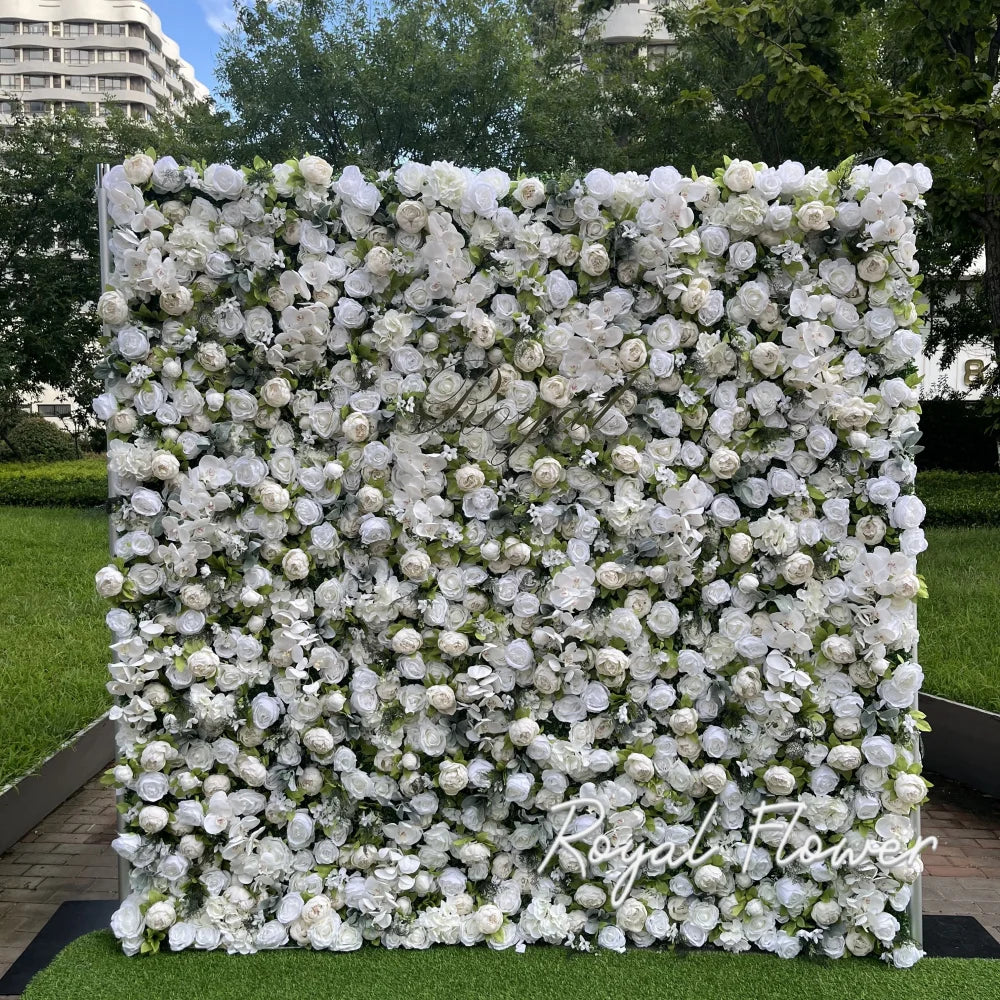 8ftx8ft 3d Artificial Silk Flower Wall Panels White Red Rose Hydrangeas Fabric Rolling up Curtain Flower Wall Backdrop