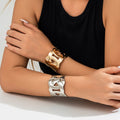 European American Jewelry Exaggerated Punk Style Simple Cross Wide Zinc Alloy Gold/Silver Plated Women's Charm Bracelet Niche