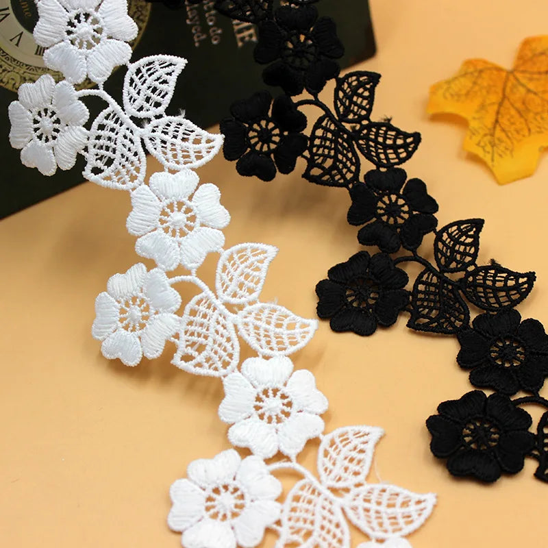 Popular Durable Elegant Curtain Decoration Accessories Embroidered Black Milk Silk Jacquard Lace Trimming