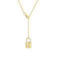 Daidan Necklace Silver 925 14K Gold Plated Tassel Women Zircon Moon Star Lock Charm Long Necklace