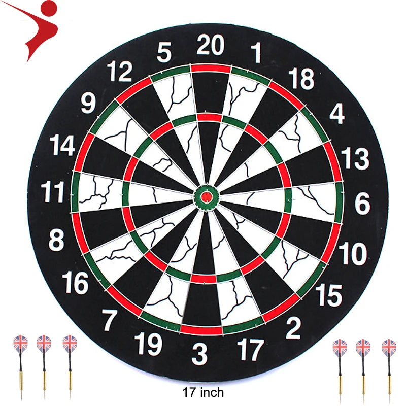 Flocking Surface 17 Inch Tip Dartboard with 6 Darts Included  Dart Board Game Fun Play Gift Head Item Sets