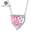 Factory Trendy 925 Sterling Silver 12*12mm CZ Cubic Zirconia Pendant Heart Drop Pink Necklace for Women